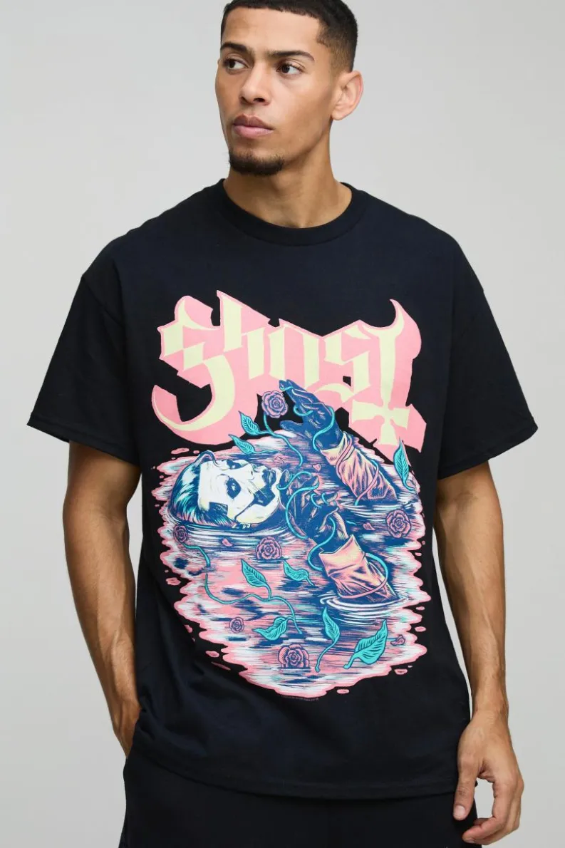 Flash Sale boohooMAN Oversized Ghost Band License Print T-Shirt black