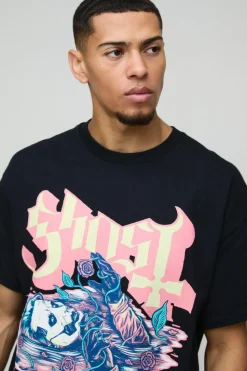 Flash Sale boohooMAN Oversized Ghost Band License Print T-Shirt black