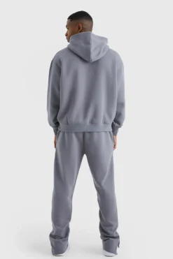 Fashion boohooMAN Oversized Graffiti Spray Graphic Tracksuit charcoal