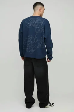 Fashion boohooMAN Oversized Graphic Knitted Jumper grey