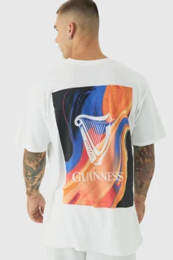 Sale boohooMAN Oversized Guinness License Print T-shirt white