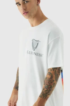 Sale boohooMAN Oversized Guinness License Print T-shirt white