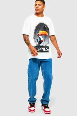 Online boohooMAN Oversized Guinness Toucan License T-shirt white