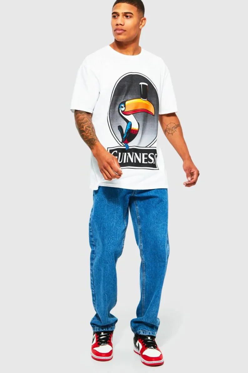 Online boohooMAN Oversized Guinness Toucan License T-shirt white