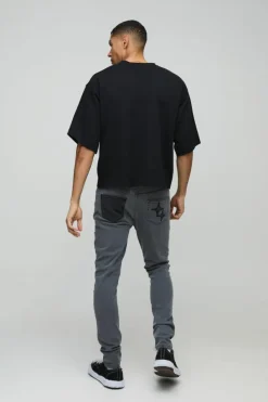 Cheap boohooMAN Oversized Half Sleeve Raw Hem Nirvana License Print Sweatshirt black