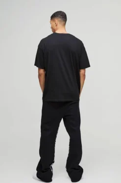 Best Sale boohooMAN Oversized Hate Heart Puff Print Graphic T-Shirt black