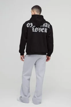 Sale boohooMAN Oversized Heart Skeleton Puff Print Zip Through Hoodie black
