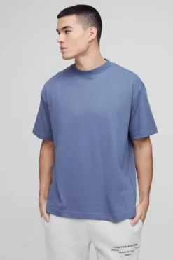Clearance boohooMAN Oversized Heavy Extended Jacquard Neck T-shirt ink