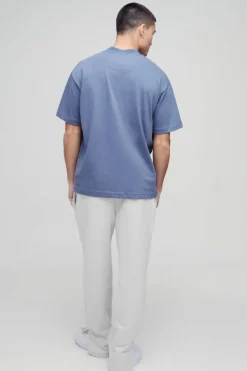 Clearance boohooMAN Oversized Heavy Extended Jacquard Neck T-shirt ink