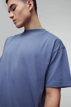 Clearance boohooMAN Oversized Heavy Extended Jacquard Neck T-shirt ink