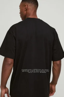 Hot boohooMAN Oversized Heavyweight Large Scale Renaissance Print T-Shirt black