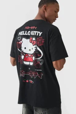 Flash Sale boohooMAN Oversized Hello Kitty License Print T-shirt black