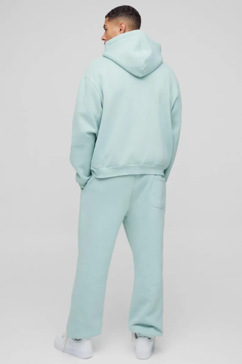 New boohooMAN Oversized Homme Applique Zip Through Hoodie light blue