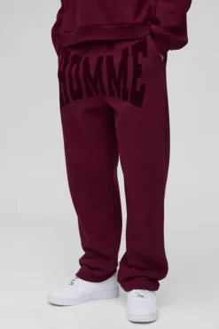 Best Sale boohooMAN Oversized Homme Flock Print Jogger burgundy