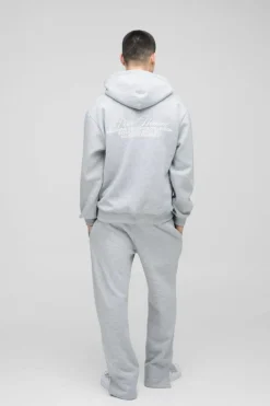 Discount boohooMAN Oversized Homme Hooded Split Hem Tracksuit grey marl