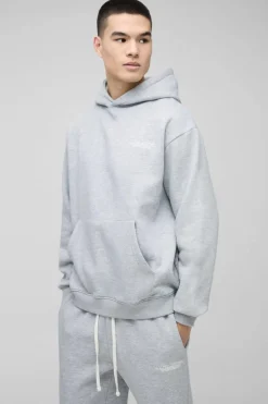 Discount boohooMAN Oversized Homme Hooded Split Hem Tracksuit grey marl