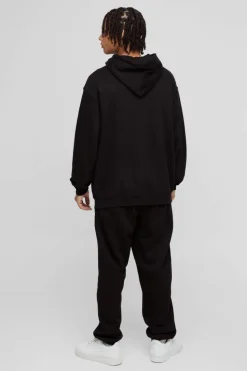 Cheap boohooMAN Oversized Homme Printed Hooded Tracksuit black
