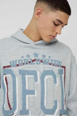 Discount boohooMAN Oversized Homme Varsity Hoodie grey marl
