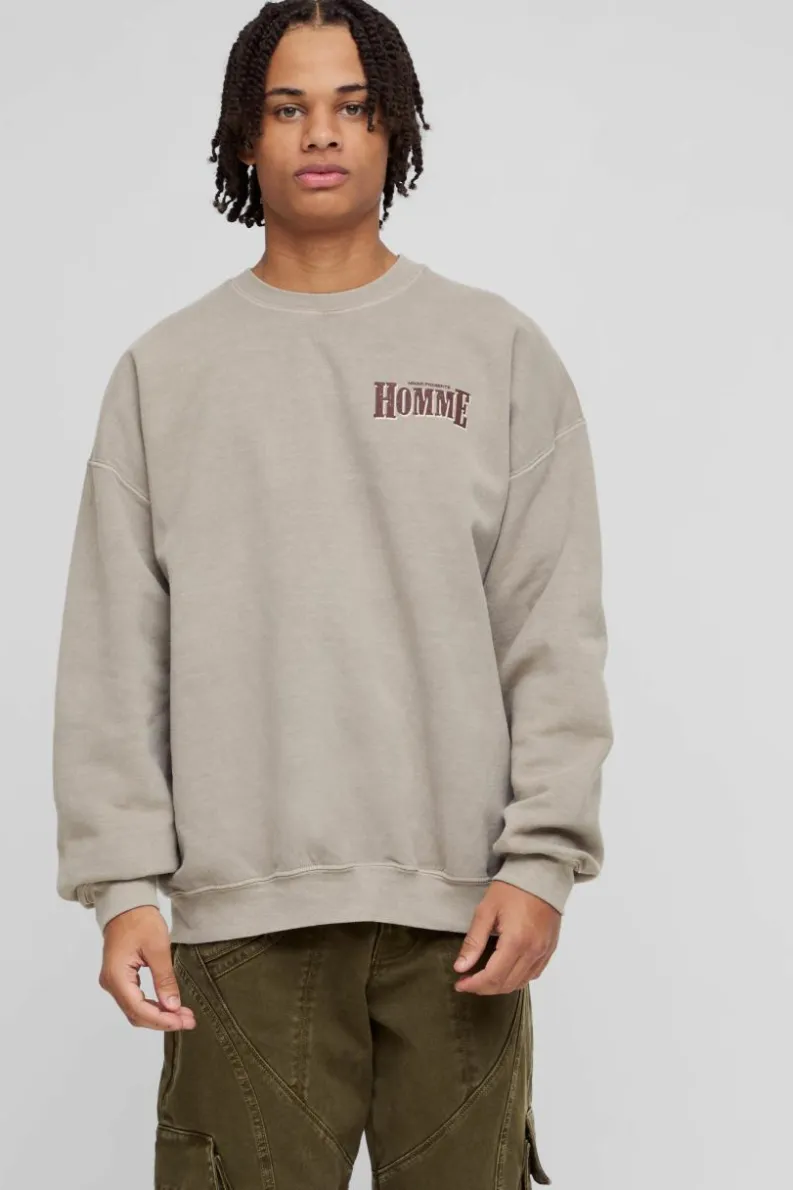 Cheap boohooMAN Oversized Homme Western Graphic Washed Sweatshirt brown