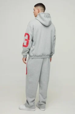 Best boohooMAN Oversized Homme 13 Zip Through Tracksuit grey marl