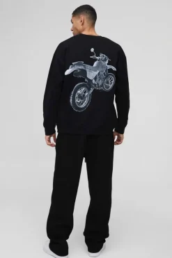 Cheap boohooMAN Oversized Honda Racing License Print Sweatshirt black