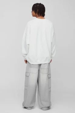 Flash Sale boohooMAN Oversized Horse Power Western Graphic Sweatshirt white