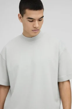 New boohooMAN Oversized Interlock T-shirt And Jogger Set grey