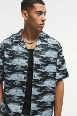 Best Sale boohooMAN Oversized Jacquard Boxy Shirt black