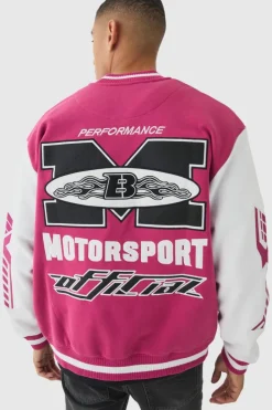 Hot boohooMAN Oversized Jersey Moto Jacket red