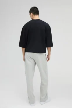 Online boohooMAN Oversized Jersey Twill Extra Boxy Half Sleeve T-shirt black