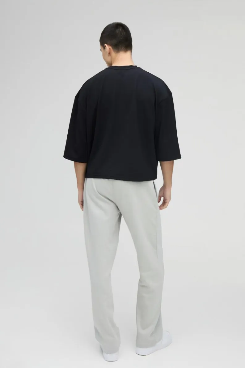 Online boohooMAN Oversized Jersey Twill Extra Boxy Half Sleeve T-shirt black