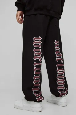 Fashion boohooMAN Oversized Large Scale Worldwide Cuffed Jogger black