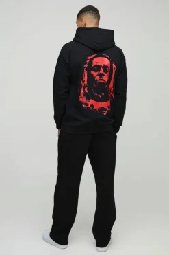 Shop boohooMAN Oversized Lil Wayne License Print Hoodie black