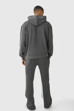 Sale boohooMAN Oversized Limited Edition Extended Drawcords Hooded Tracksuit charcoal