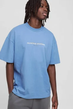 Store boohooMAN Oversized Limited Heavy T-shirt dusty blue