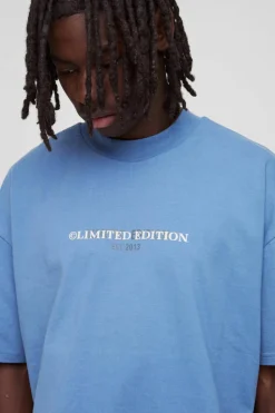 Store boohooMAN Oversized Limited Heavy T-shirt dusty blue