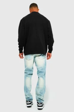 Clearance boohooMAN Oversized Line Drawn Flower Print Sweatshirt black