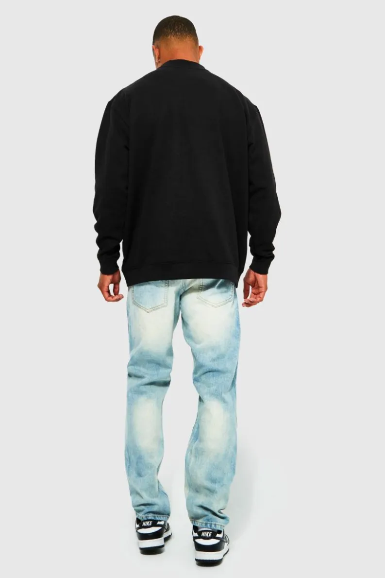 Clearance boohooMAN Oversized Line Drawn Flower Print Sweatshirt black