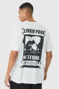 Outlet boohooMAN Oversized Linkin Park Band License Print T-Shirt white