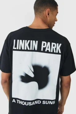 Fashion boohooMAN Oversized Linkin Park Band License Print T-Shirt black