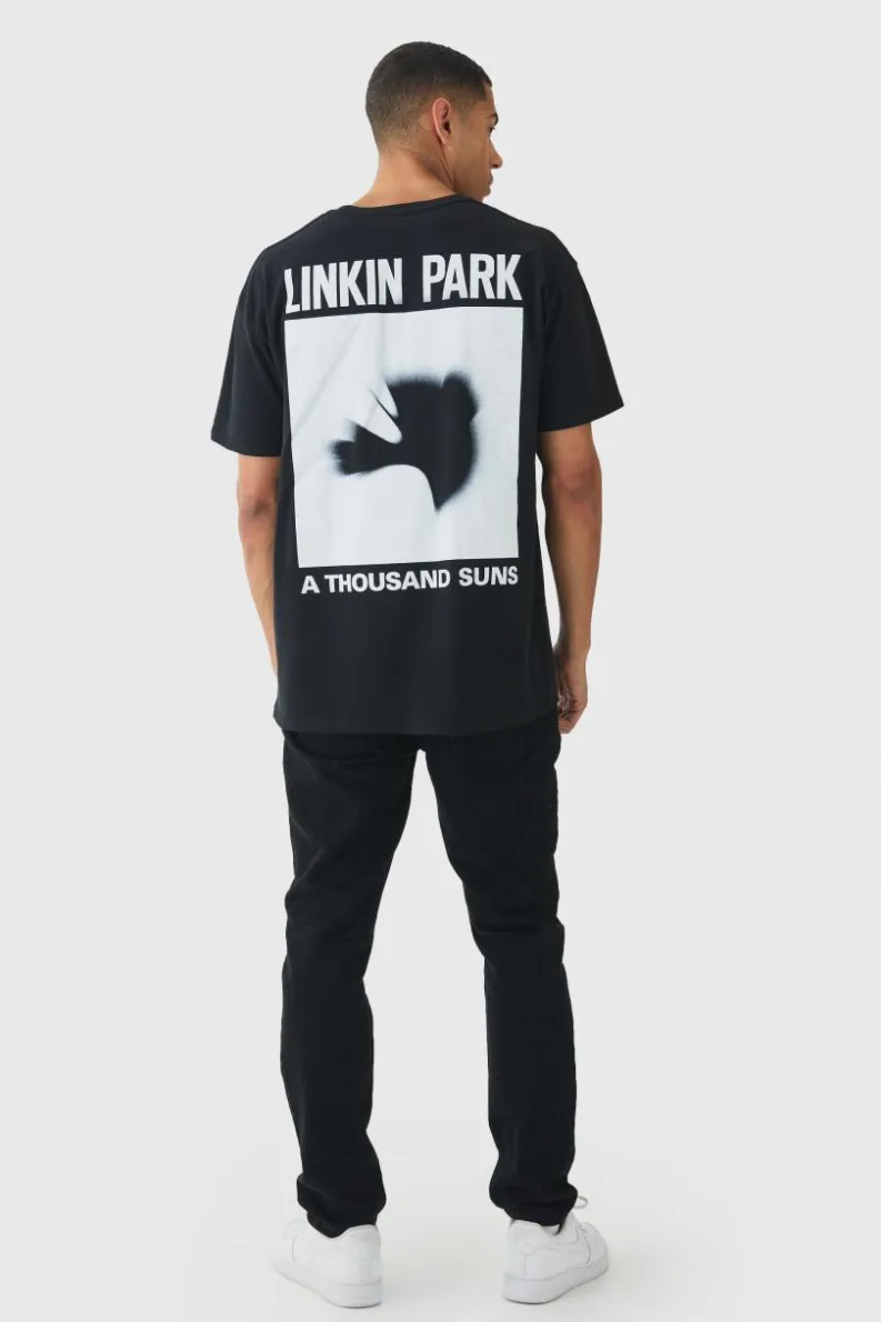 Fashion boohooMAN Oversized Linkin Park Band License Print T-Shirt black