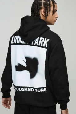 Hot boohooMAN Oversized Linkin Park Band License Hoodie black