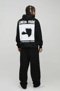 Hot boohooMAN Oversized Linkin Park Band License Hoodie black
