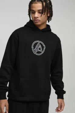 Hot boohooMAN Oversized Linkin Park Band License Hoodie black