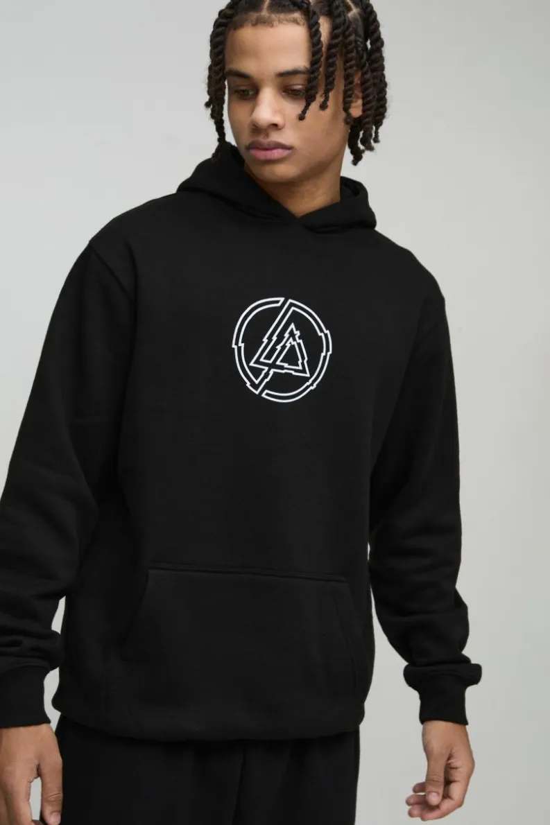 Hot boohooMAN Oversized Linkin Park Band License Hoodie black