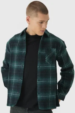 Flash Sale boohooMAN Oversized Long Sleeve Check Shirt black