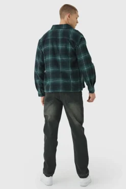 Flash Sale boohooMAN Oversized Long Sleeve Check Shirt black