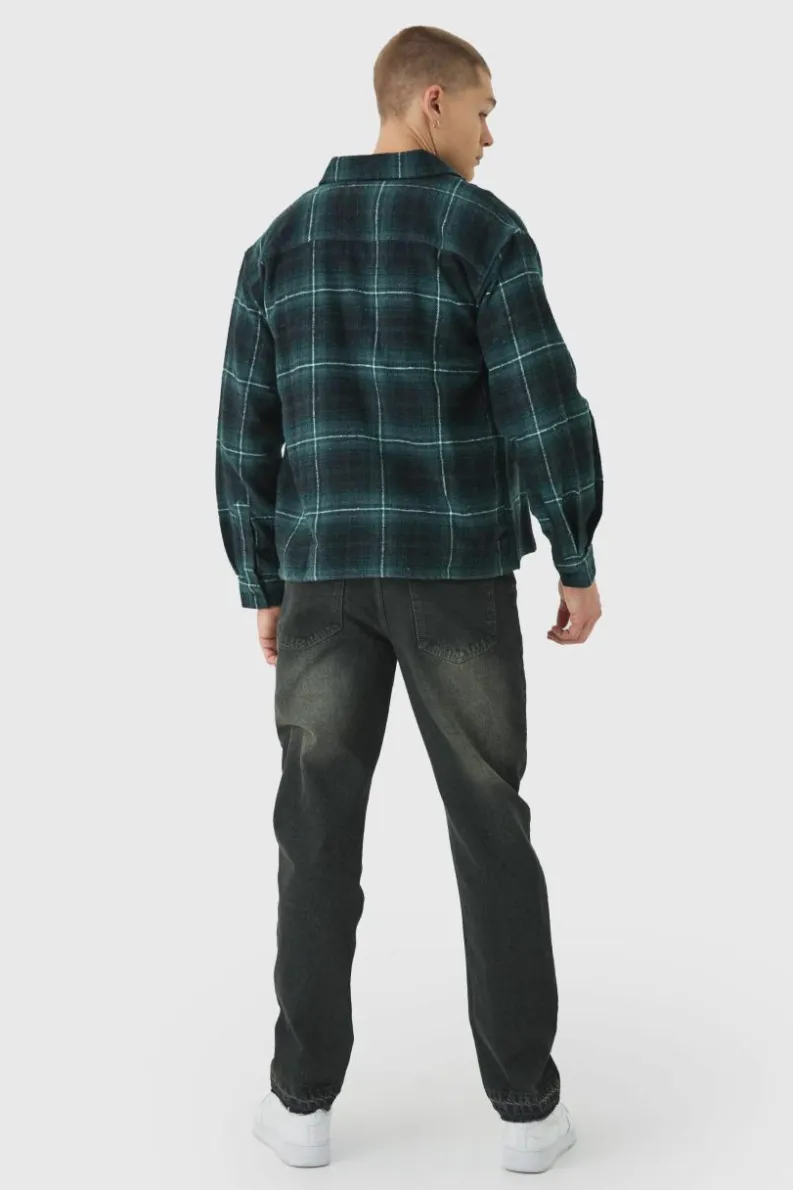 Flash Sale boohooMAN Oversized Long Sleeve Check Shirt black