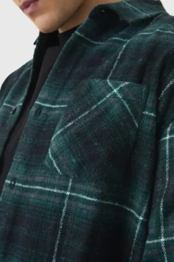 Flash Sale boohooMAN Oversized Long Sleeve Check Shirt black