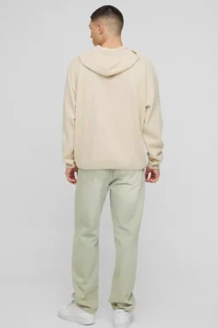 Best Sale boohooMAN Oversized Man Knitted Hoodie ecru